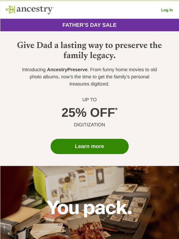 NEW AncestryPreserve: Up to 25% off for Father’s Day!