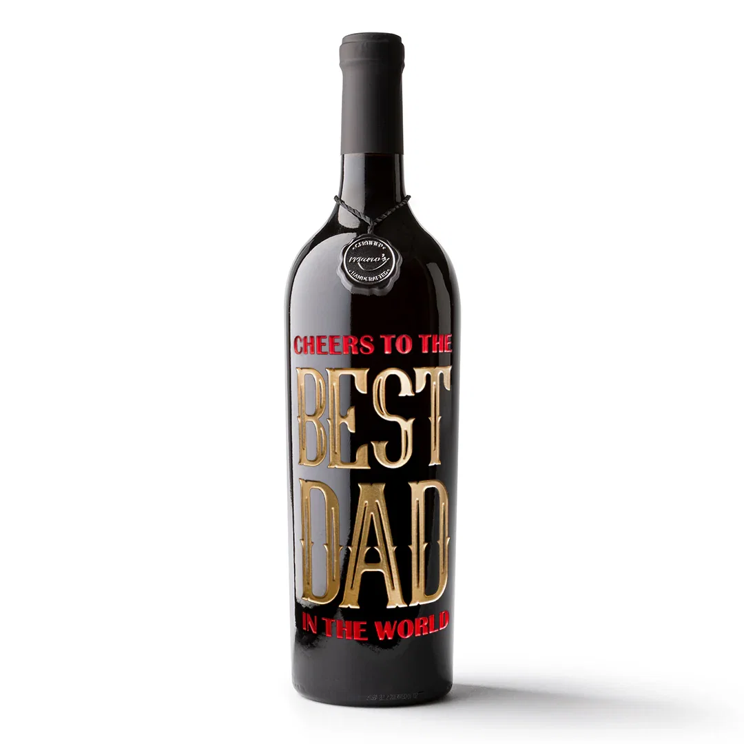 Image of Cheers to the Best Dad Etched Wine