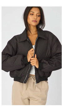 Black Bomber Jacket Collared
