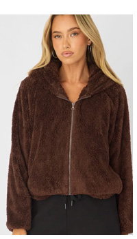 Brown Zip-up Hoodie Ultra Soft Teddy Fleece