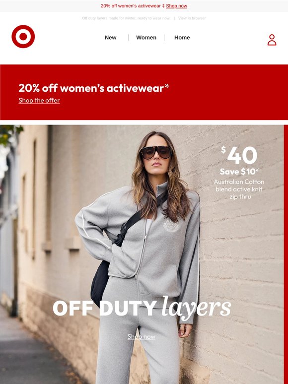 Save 20% off women’s activewear
