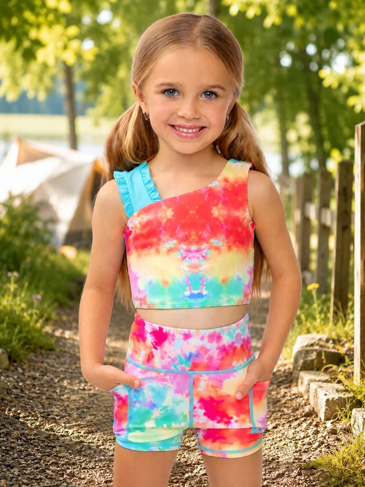 Image of Sunburst Splash Tie-Dye Biker Short Set