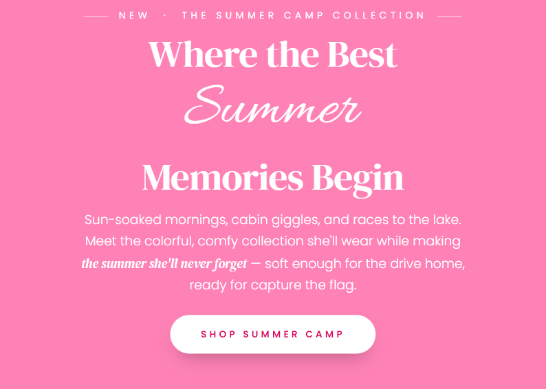 New summer Camp - Colorful camp-ready activewear from Mia Belle Girls, featuring comfortable summer styles designed for camp, play, sports, and everyday adventures.