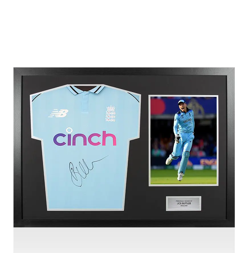 Framed Jos Buttler Signed Shirt - Panoramic