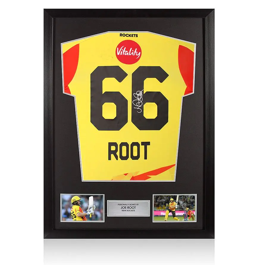 Framed Joe Root Signed Cricket Shirt: Trent Rockets