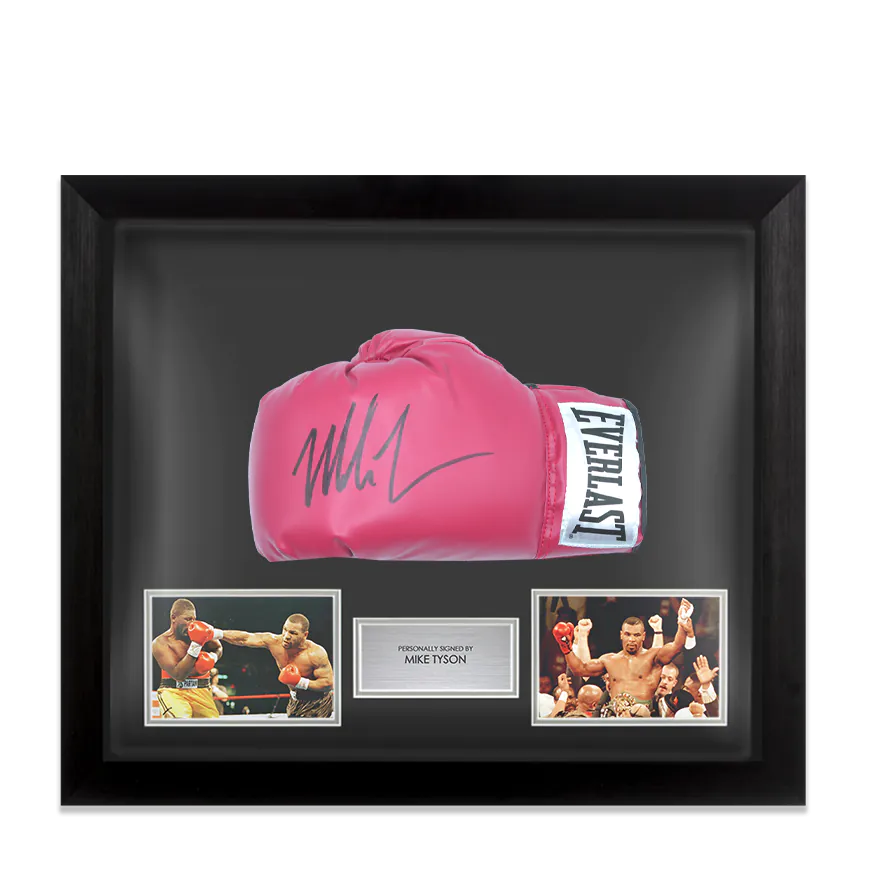 Framed Mike Tyson Signed Boxing Glove: Everlast - Bubble Framed