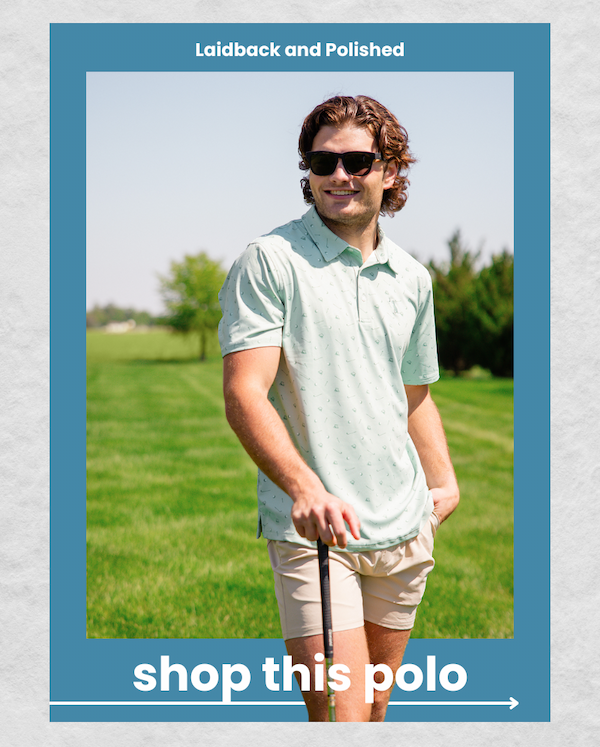 Laidback and Polished. Shop Local Boy Dirty Myrtle Gimme Putt Polo for Men in Green
