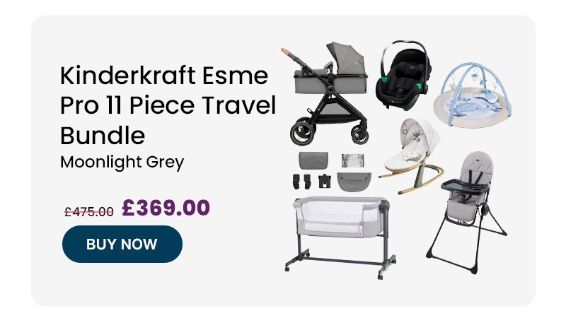 Kinderkraft Esme Pro 11 Piece Travel Bundle – Moonlight Grey