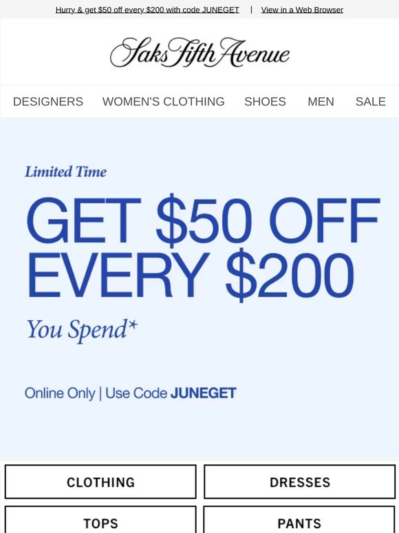 Limited time: Get $50 off every $200 you spend + Price drop alert on your Zimmermann pants & more