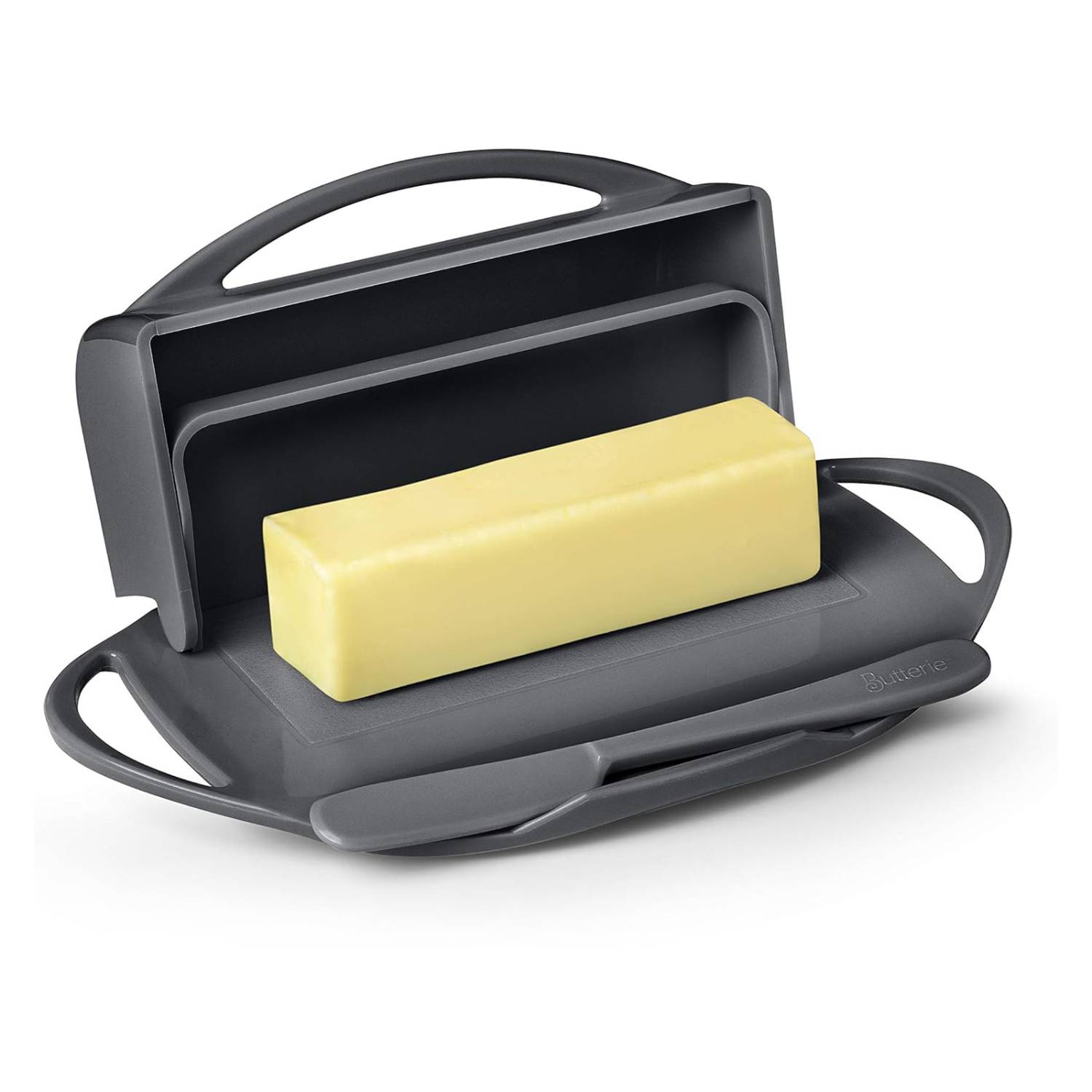 Image of Butterie Flip-Top Butter Dish with Spreader - Gray