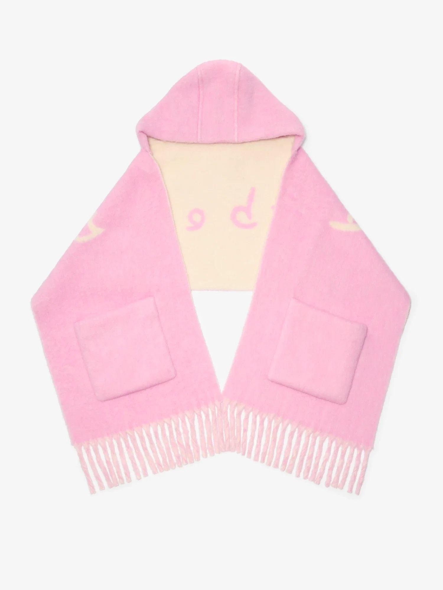 Logo Alpaca Wool Blend Hooded Scarf