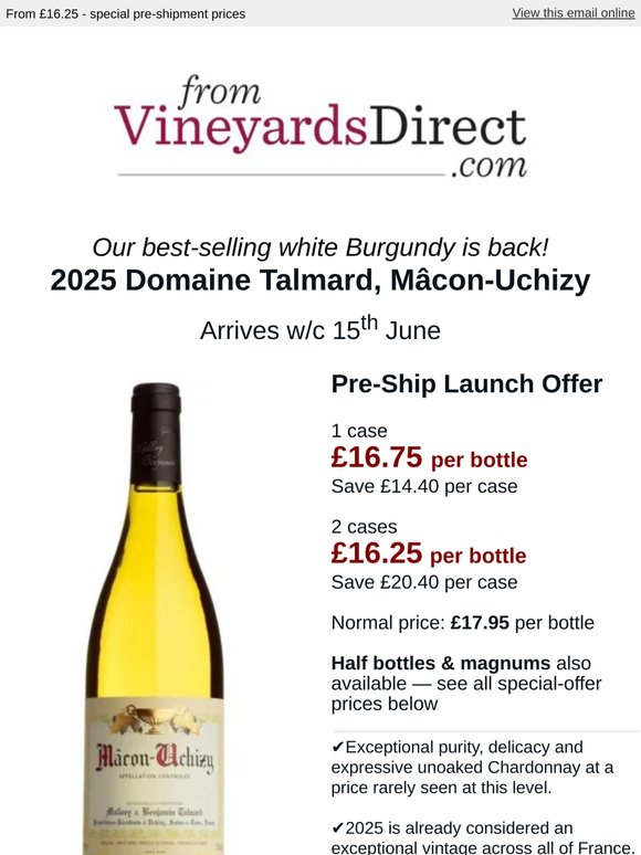 It's Back: Mâcon-Uchizy — NEW 2025 Vintage