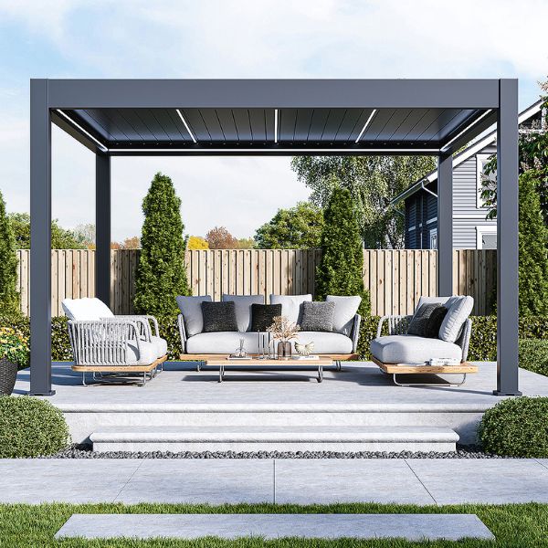 Signature Louvered Pergola in backyard