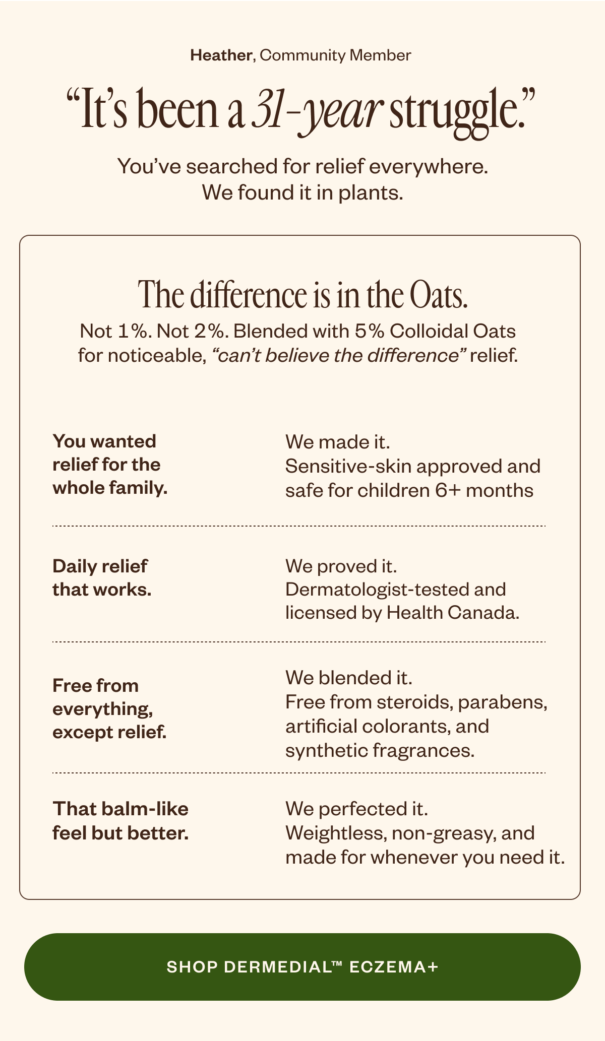 The difference is in the oats. Shop Dermedial Eczema+. 