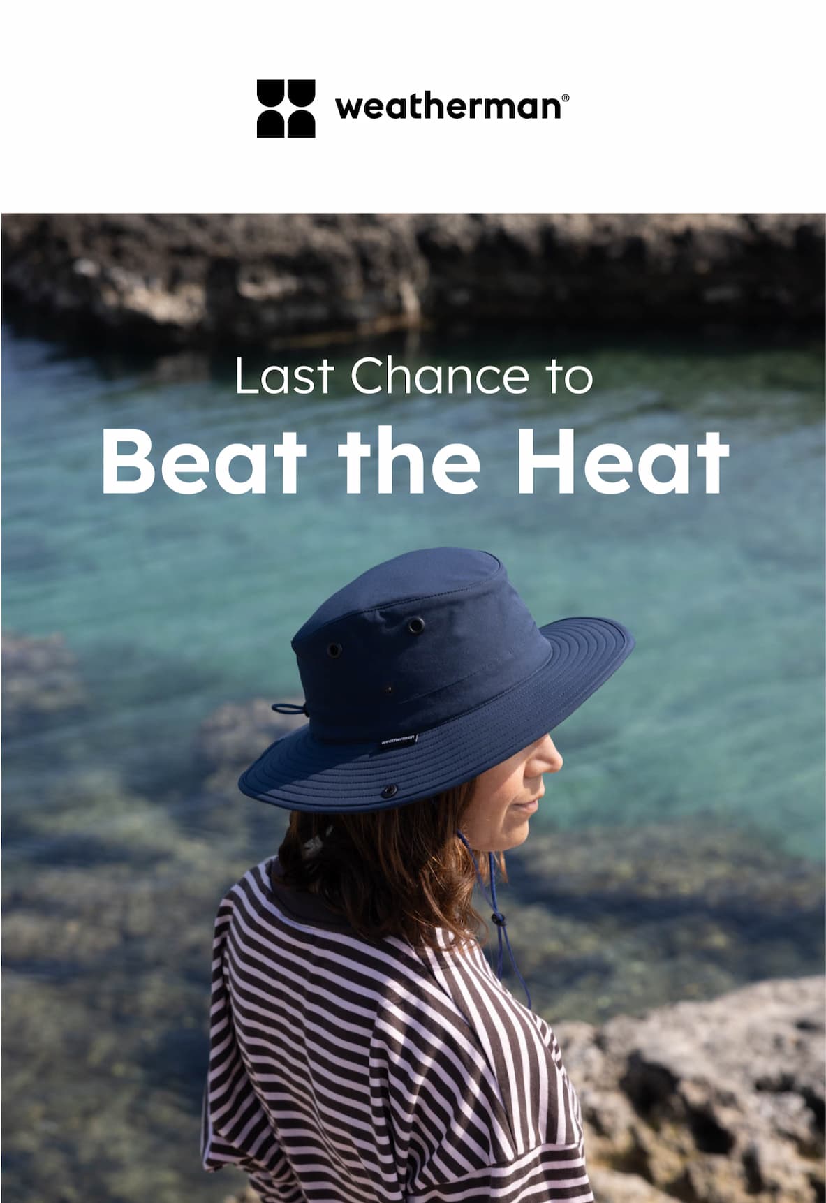 Woman wearing Trek All-Weather Hat in Navy/Steel Blue