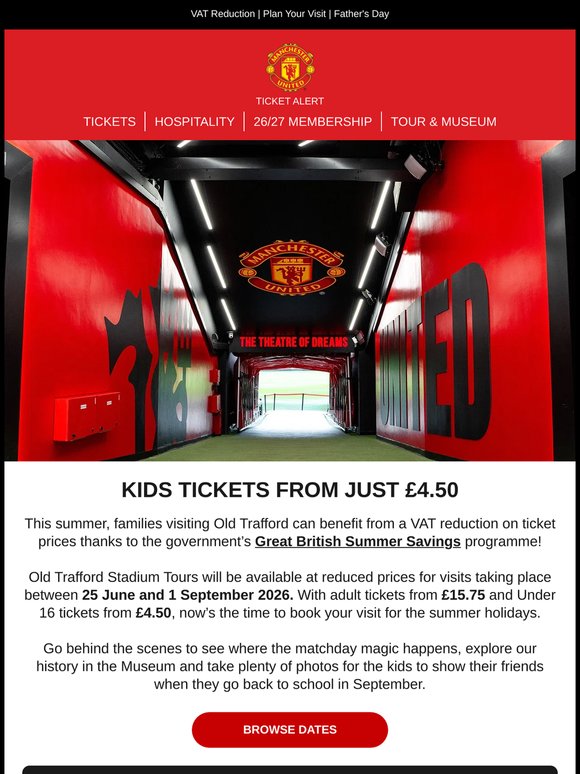 Summer Savings on Old Trafford Stadium Tours 🏟️