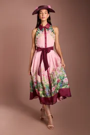 Lisa Tan Collared Printed Midi Dress