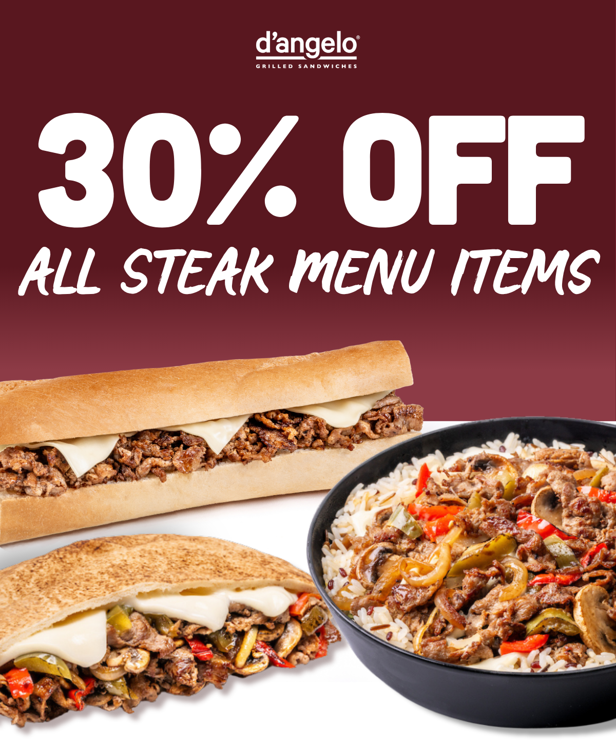 30% Off All Steak Menu Items