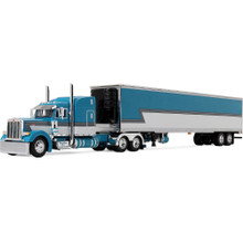 Peterbilt Model 379 with 63” Mid-Roof Sleeper & 53' Utility Trailer with Reefer - Tway Rose Transport 1:64 Scale Diecast Model Truck by Diecast Promotions