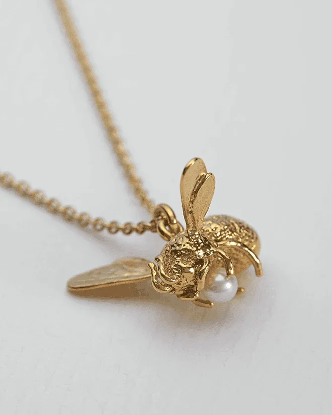 Flying Bee with Pearl Necklace