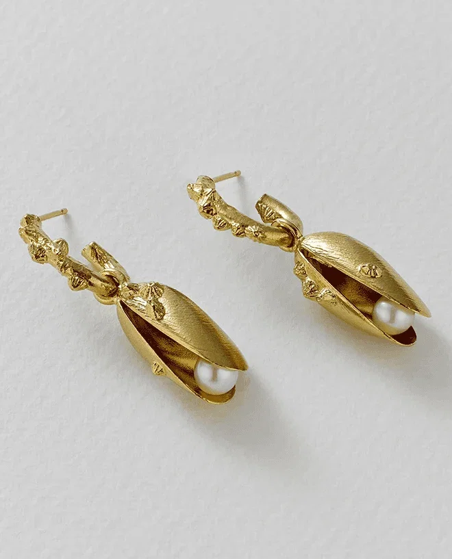 Statement Mussel & Pearl Drop Earrings
