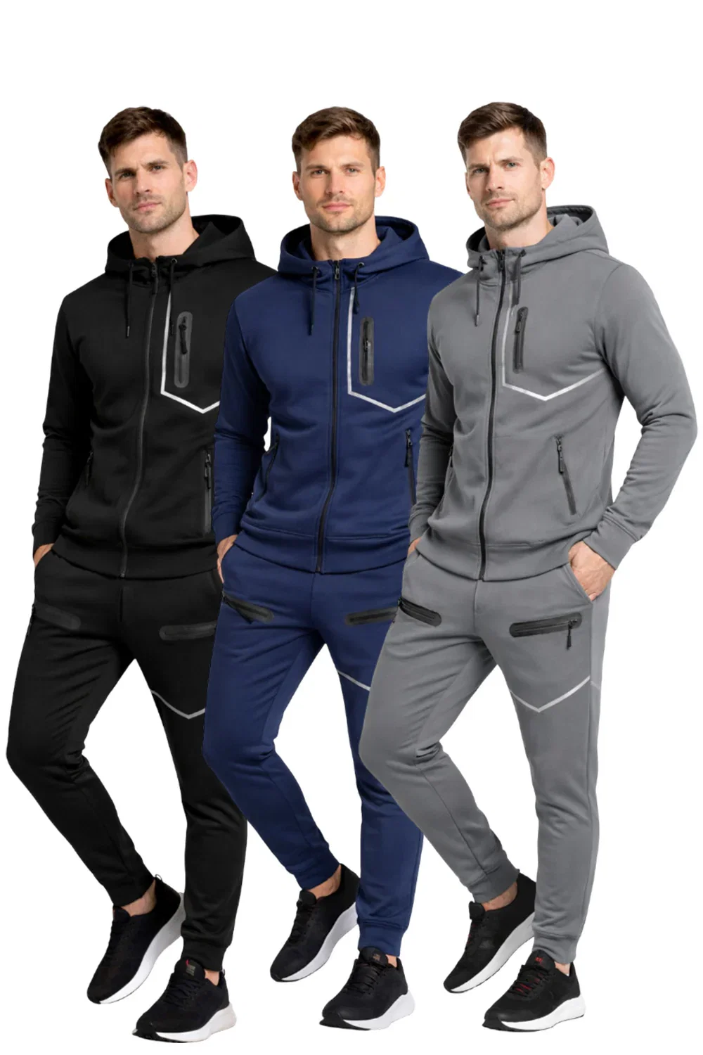 Image of Men’s Hooded Tracksuit Set – Zip Pockets, Full-Zip Hoodie & Joggers