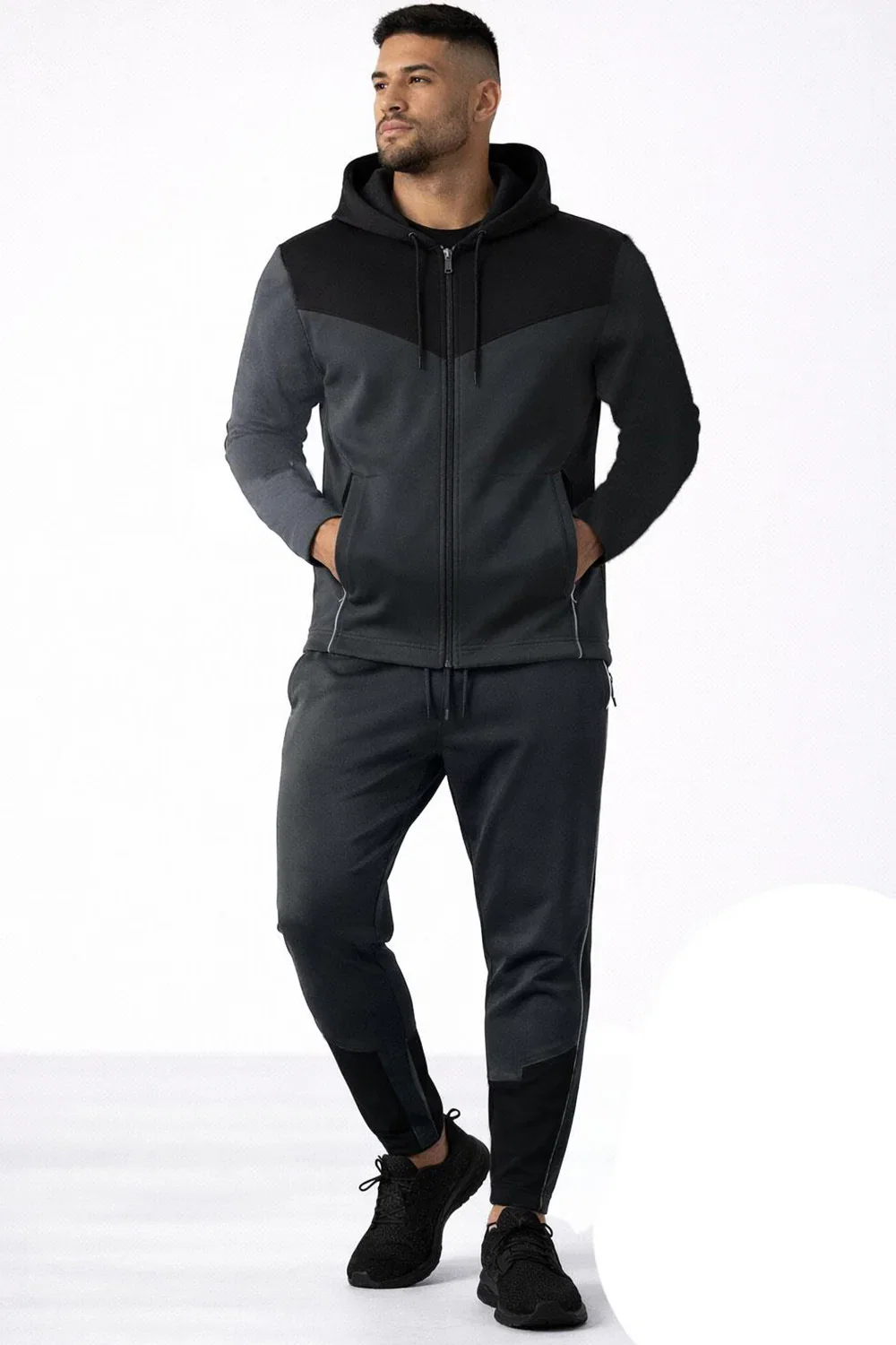 Image of Men’s Colour Block Tracksuit Set | Full Zip Hoodie & Joggers