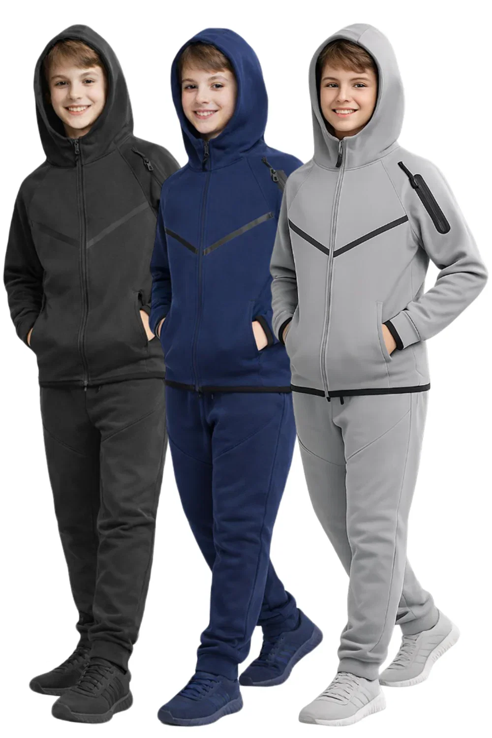 Image of Kids Fleece Zip Up Tracksuit with Hoodie