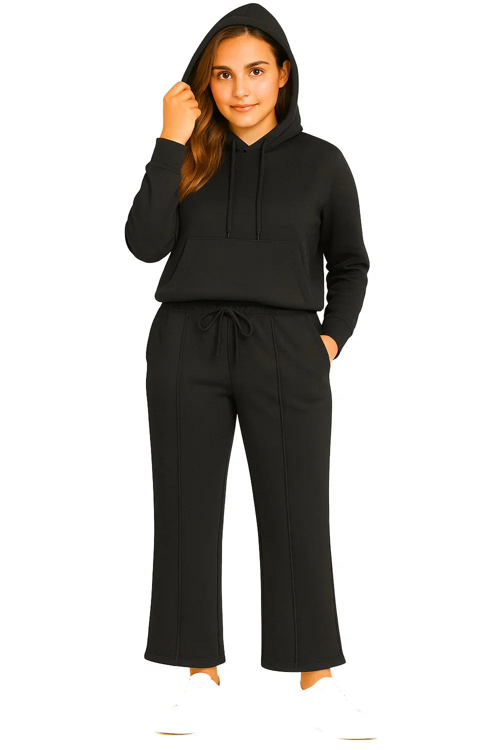 Image of Women’s Hooded Tracksuit Set – Sweatshirt & Wide Leg Joggers