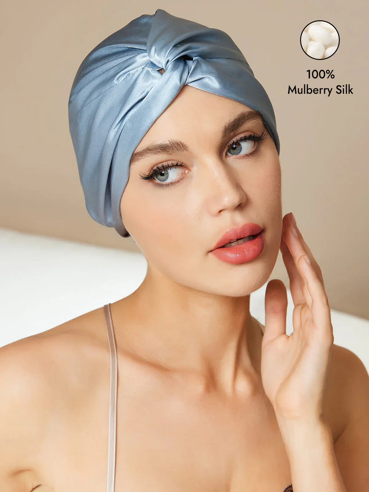 100% Mulberry Silk Turban for Sleeping Knot-Front Hair Wrap
