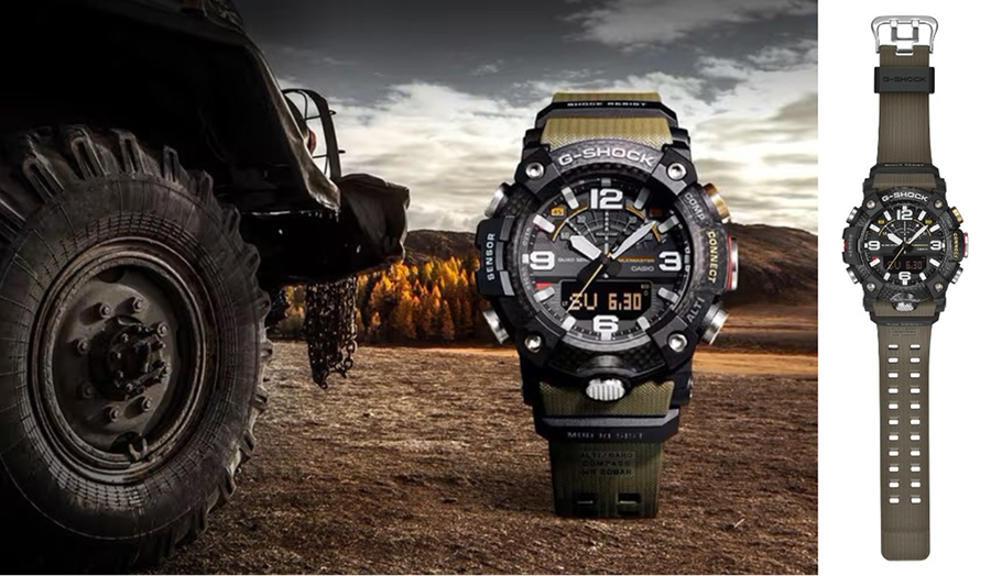 G-Shock Men's Master of G Mudmaster Carbon Core Guard Quad Sensor Connected Olive Resin Watch GGB100-1A3