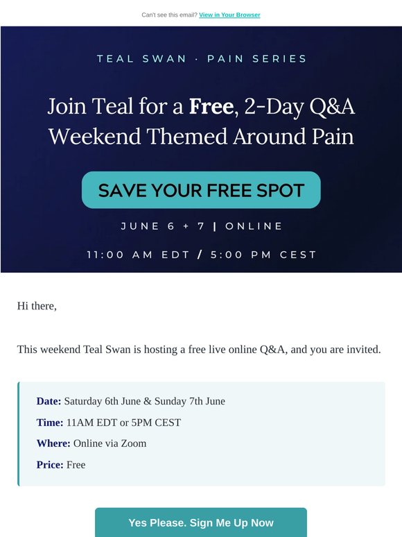 Important Announcement: Teal’s free live Q&A is this weekend