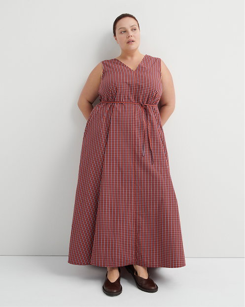 Belle Dress Maroon check