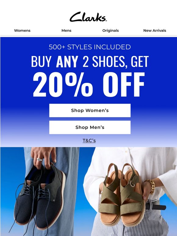 Your Afternoon Pick-Me-Up: 20% Off ANY 2 Shoes