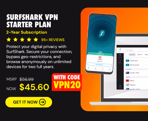 SurfShark VPN Starter Plan: 2-Yr Subscription