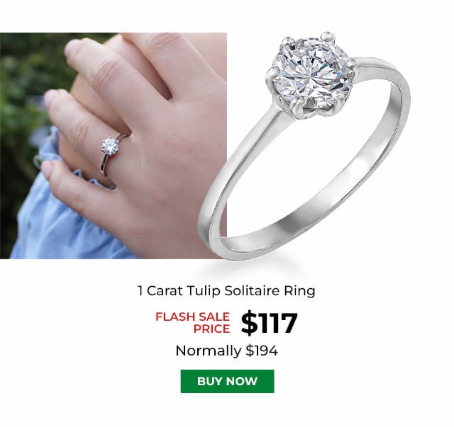 1 Carat Tulip Solitaire Ring Platinum Clad