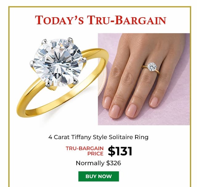 4 Carat Tiffany Style Solitaire Ring Gold Clad