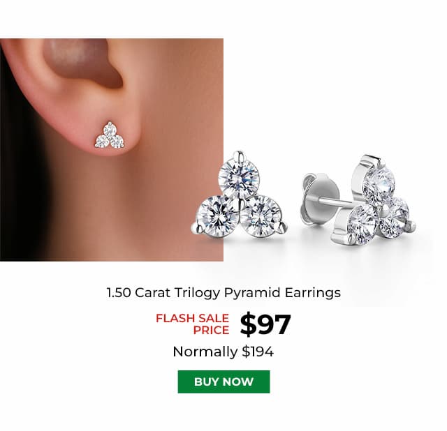 1 50 Carat Trilogy Pyramid Earrings Platinum Clad