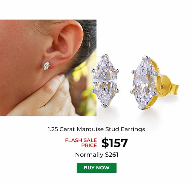 1 25 Carat Marquise Stud Earrings Gold Clad