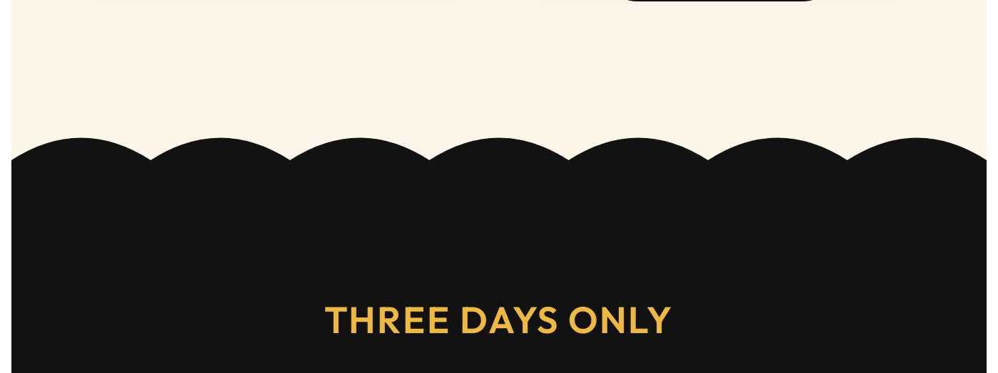 THREE DAYS ONLY sale duration.