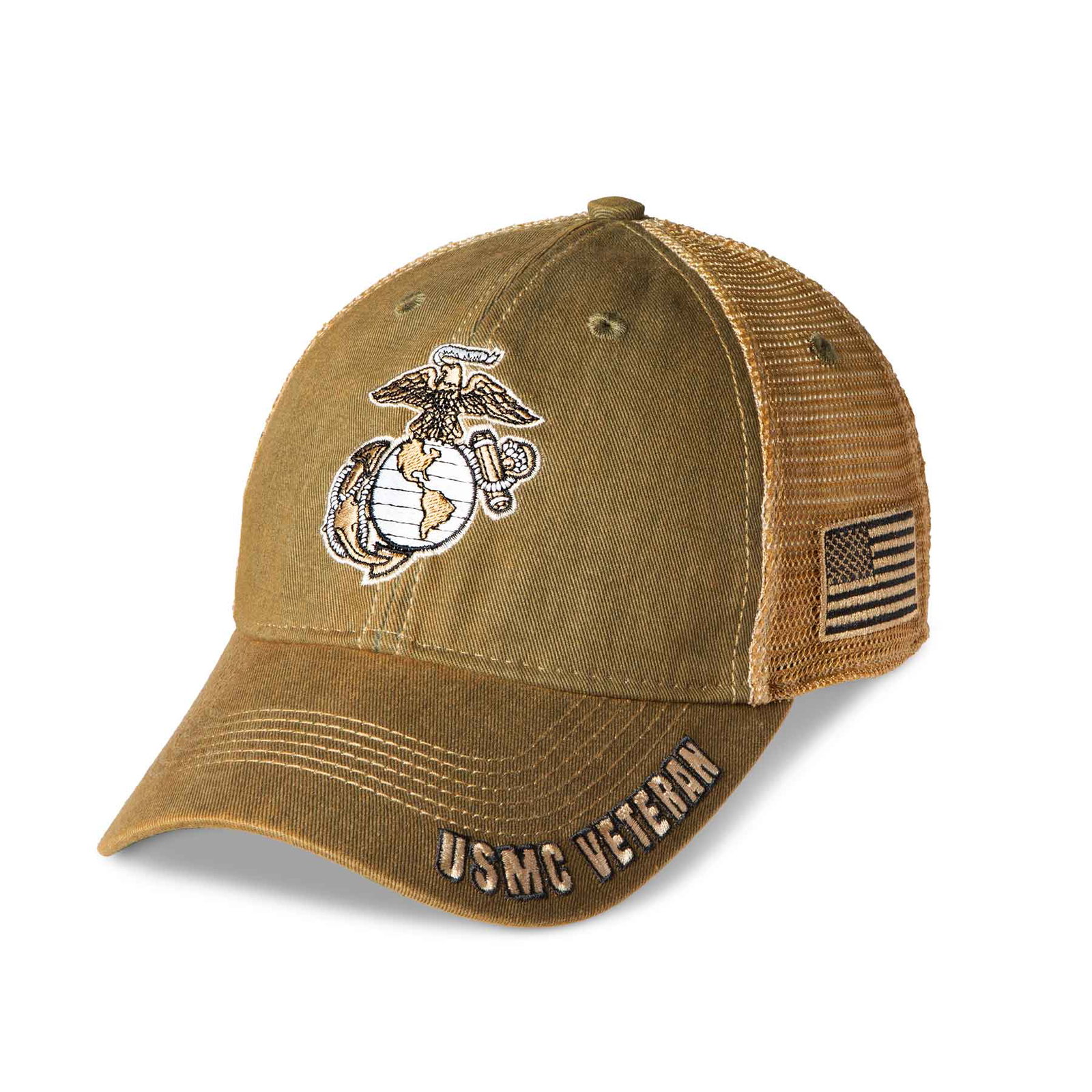 Image of USMC Veteran EGA Mesh Back Hat- OD Green