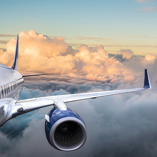 Airplane above clouds