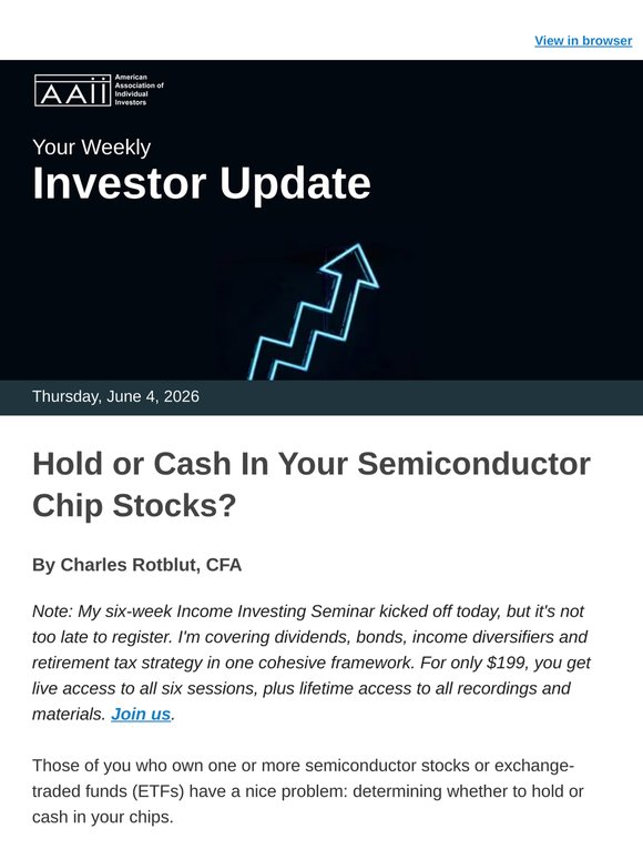 AAII Investor Update: Hold or Cash In Your Semiconductor Chip Stocks?