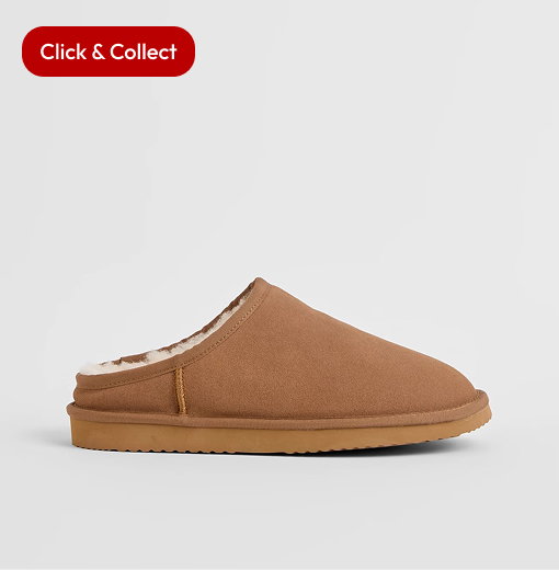 Australian Design Ugg sheepskin and leather slipper scuff