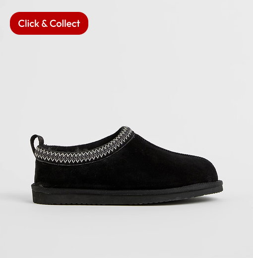 Australian Design Ugg sheepskin and leather tape scuff slipper