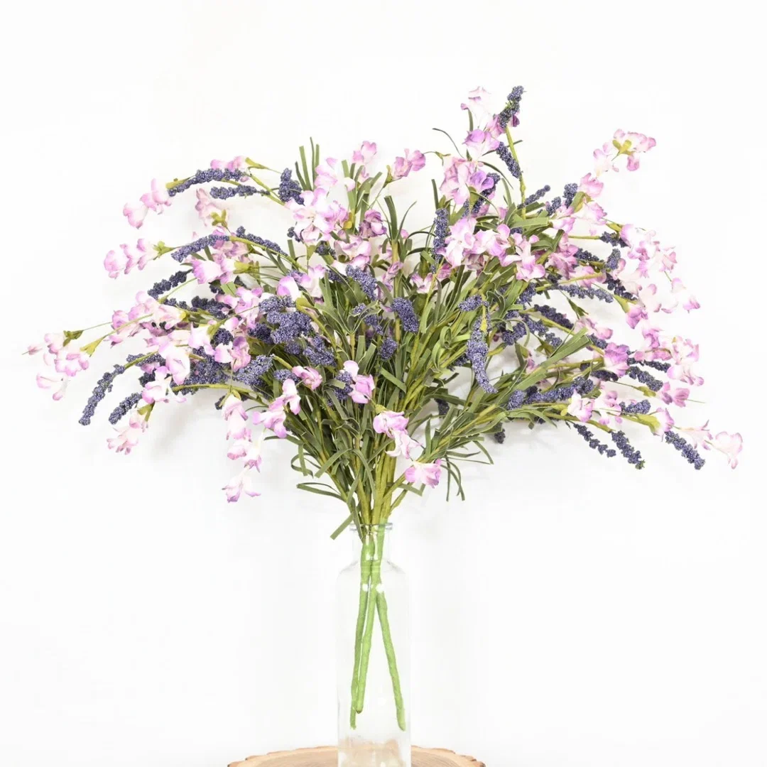  24" Artificial Wildflower Floral Arrangement, Farmhouse Blossom Cluster Berry Greenery Grass Faux Flower For Dining Table Centerpieces Wedding Party Bouquet Home Decor Indoor