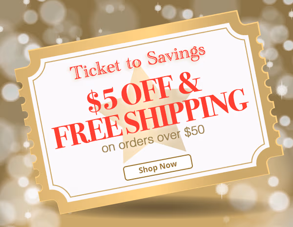 Ticket to Saving. $5 off $50 