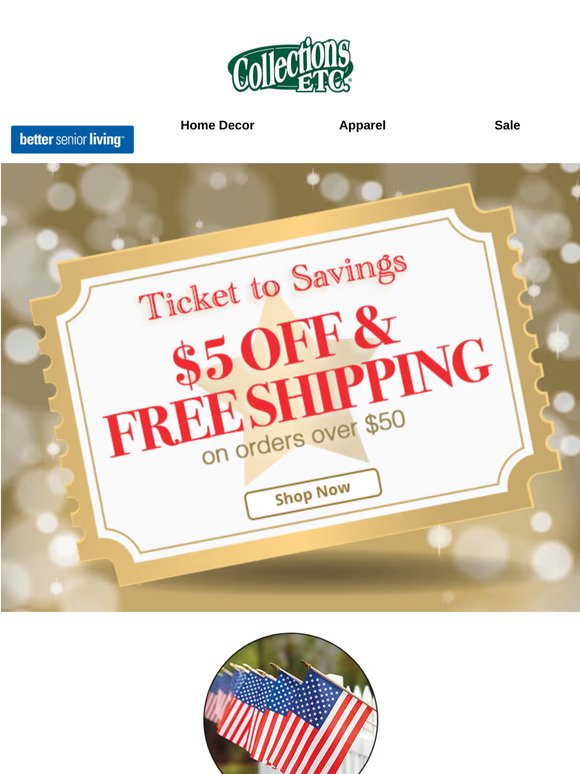 Your Ticket to Savings: $5 Off + FREE Shipping