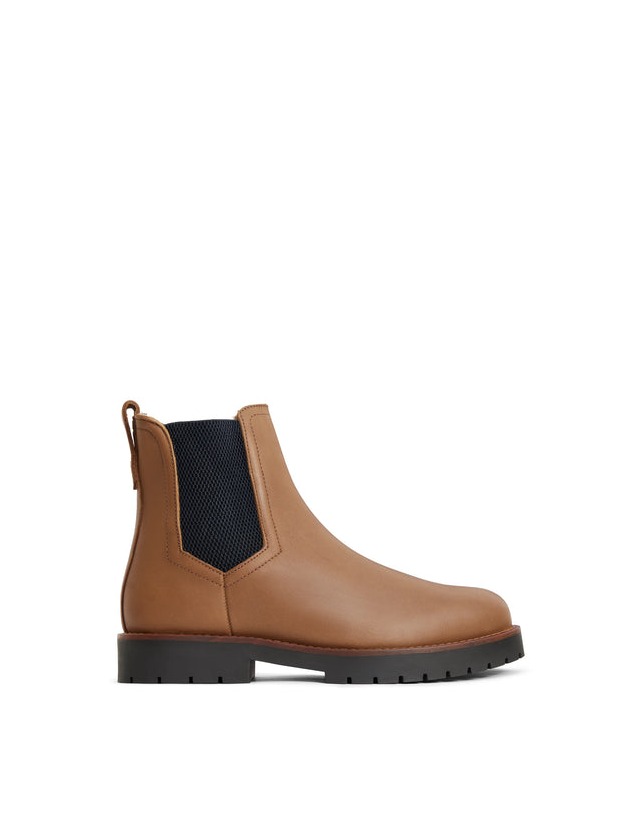 Boudica Oak Leather Sheepskin Ankle Boot
