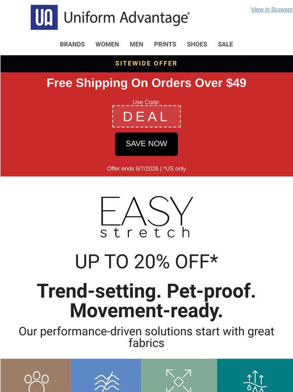 Up to 20% off Easy Stretch + Free Shipping Over $49 = a DEAL! 🥳